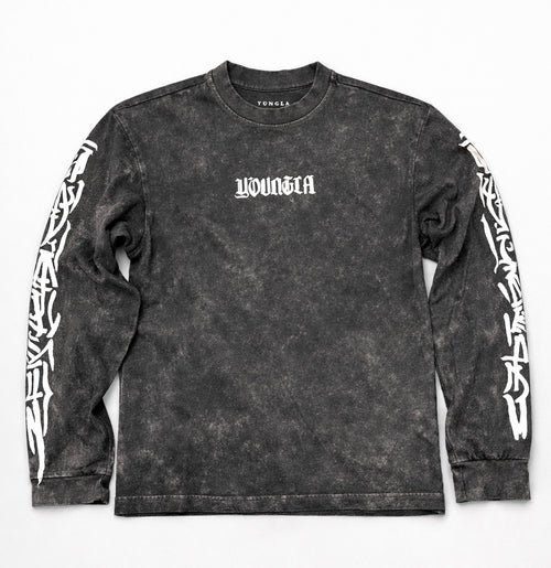 Acid wash graphic long sleeve tee