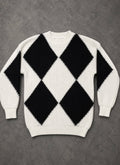 Grid and grain knit sweater