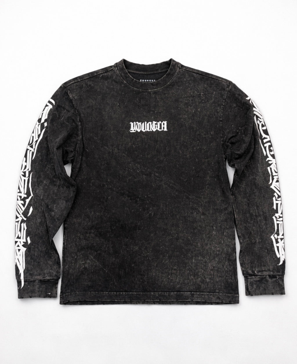 Acid wash graphic long sleeve tee