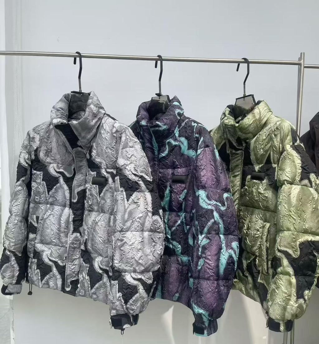 Metallic Camo Bomber Jacket