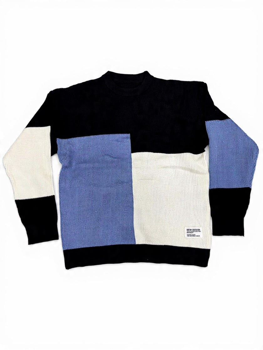 Tri-tone patch sweater