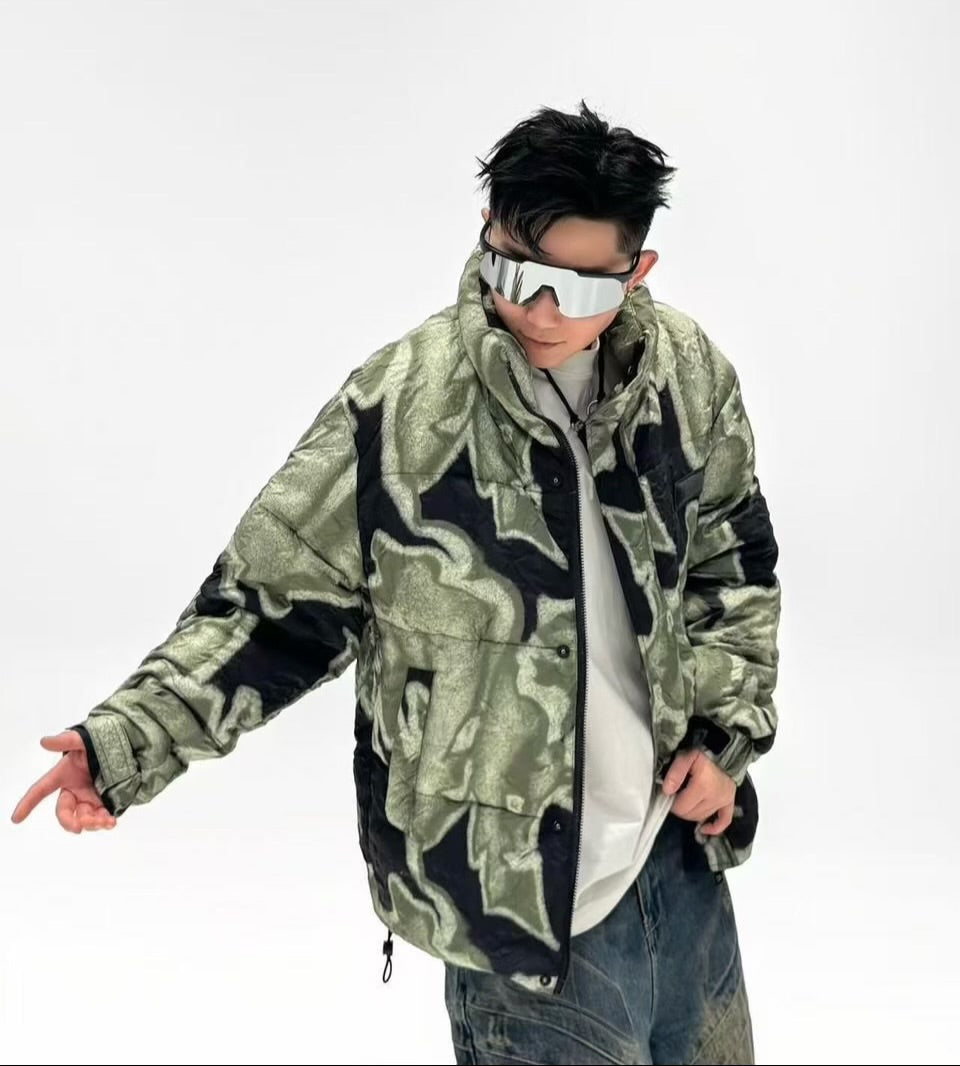 Metallic Camo Bomber Jacket