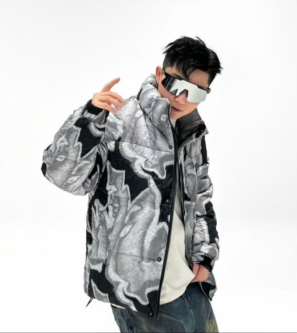 Metallic Camo Bomber Jacket